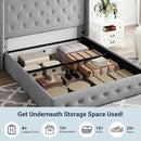 Allewie Queen Size Lift Up Storage Bed, Button Tufted Headboard with Wingback, Hydraulic Support, No Box Spring Needed, Light Grey by CozyNest Decor