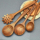 7-Piece Wooden Cooking Utensil Set - Teak Spatula and Spoons for Kitchen by CozyNest Decor