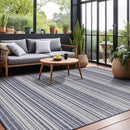 Stripe Outdoor Rug 5x7 Washable Outside Carpet for Indoor Patio Porch Waterproof Easy Cleaning Non Shedding Area Rugs Blue 5 x 7 by CozyNest Decor