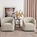 KINWELL 32" Wide Modern Boucle Swivel Barrel Chairs Set of 2, No Assembly Round Upholstered Swivel Accent Armchairs for Living Room, Bedroom (Oatmeal) by CozyNest Decor