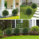 Artificial Cedar Topiary Ball Tree 23" with Ground Spike, Set of 2 Artificial Boxwood Bushes for Faux Shrubs, Fake Evergreen Faux Plant for Indoor Outdoor Porch Garden- UV Resistant – Fade-Proof by GreenHaven Gardens