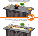 Nuu Garden Outdoor 43 Inch 50,000 BTU Propane Gas Fire Pit Table, Aluminum Tabletop and PE Rattan Weaved Steel Frame, Water-Proof Oxford Cover, Glass Beads, Lid, Dark Brown by GreenHaven Gardens