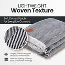 Gold Case Throw Blanket for Bed – 100% Recycled Turkish Cotton Bed Blanket – Decorative Throw Cotton Blankets for Living Room & Bedroom – Elegant Black Woven Queen Blankets – 90x90 by CozyNest Decor