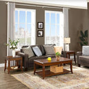 Solid Wood Coffee Table with Storage Shelf, Mid-Century Living Room Tables with Carved Tabletop and Leg, 43.3” Splicing Cocktail Center Sofa Table, Cherry Brown KFZ-DR200 by CozyNest Decor