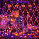JMEXSUSS Orange and Purple Solar Halloween Lights, 2 Pack Total 400 LED Solar String Lights Outdoor Waterproof, 8 Modes Halloween Lights for Outside Halloween Tree Decorations by GreenHaven Gardens