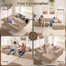 ovios 104" Cloud Sectional Couch with L-Shape Chaise,Modern Modular Sofa with Deep Seat, Upholstered Couches for Living Room Bedroom,No Assembly Required, Camel (Corduroy Fabric) by CozyNest Decor