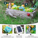 Garden Solar Figurine Light - Stump Succulent Solar Light Outdoor, Solar Powered Lighting Outside Decorations Yard Art Lawn Ornaments for Porch Patio Balcony - Succulent Gifts for Women Mom by CozyNest Decor