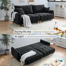 Convertible Sofa Bed, 90" Full Size Sleeper Sofa with Storage, Tufted Chenille 3 Seat Sofa Couches for Living Room, Small Spaces, Guest Room, Apartment, Black by CozyNest Decor