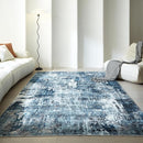 6x9 Rug Washable Bedroom Rug Large Boho Rug Soft Area Rug Abstract Pattern Non-Slip Non-Shedding Faux Wool Vintage Rug for Living Room, Farmhouse, Dining Room, Kids Playroom, Blue by TinyTreasures Baby Boutique