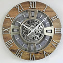 The Gears Clock Real Moving Gear Wall Clock England Line (Wood & Stone, 24 inches (60 cm)) by CozyNest Decor