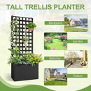 Metal Raised Garden Bed, Trellis Planters Bed with Drainage Holes for Climbing Plants, Vegetables Outdoor Privacy Screen with Planter Box 63"x24"x12", Black by GreenHaven Gardens
