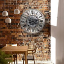 Unique Moving Gear Large Wall Clock 21inch-Battery Powered. Retro Industrial Steampunk Country Farmhouse Decor for The Living Room Kitchen Bars cafes Offices(whith/metal/21) by CozyNest Decor