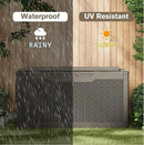 JUMMICO 100 Gallon Resin Deck Box with Cushion, Waterproof Outdoor Storage Box with Lockable Lid for Garden Tools, Patio Cushions (Light Brown) by CozyNest Decor