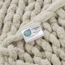 WESHIONGOO Chunky Knit Blanket Throw 40"×40" Knitted Throw Blankets for Couch Bed Fluffy Soft Blanket with Jumbo Chenille Yarn Thick 100% Handmade (Linen) by CozyNest Decor