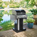 Kenmore 3-Burner Propane BBQ Grill, 30,000 BTUs Gas Grill with Cast Iron Cooking Grates, Folding Side Tables & Wheels, Outdoor Grill with Tool Hooks, Black by GreenHaven Gardens