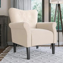 BELLEZE Modern Accent Chair, High Back Armchair, Upholstered Wingback Side Chair, Padded Single Sofa with Wooden Legs for Living Room, Bedroom - Beige by CozyNest Decor