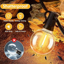 100FT G40 LED Outdoor String Lights with 50 Shatterproof Bulbs + 2 Spares, E12 Socket, 2700K Warm White, Weatherproof Black Cable, for Patio, Backyard, Wedding, Party, Porch, Deck, Gazebo, Camping by CozyNest Decor