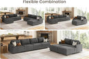 Nolany Sectional Couch with Storage Ottoman, Corduroy Sleeper Sectional Sofa with Chaise, Modular Sectional Couches for Living Room, Dark Grey by CozyNest Decor