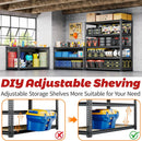 72"H Storage Shelves heavy duty, 2000LBS Garage Shelving, 5 Tier Metal Shelving Unit Adjustable Garage Shelves Rack Shelf for Storage Warehouse Pantry Closet,35.6" W × 16" D × 72" H, Black, 2PCS by GreenHaven Gardens