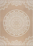 CAMILSON Outdoor Rug 5x7 Modern Area Rugs for Indoor and Outdoor Patios and Porches - Waterproof, Washable, Non-Shedding, Easy-to-Clean Outside Carpet (5 x 7, Medallion - Beige/White) by CozyNest Decor