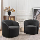 KINWELL 34" W Swivel Barrel Chair Set of 2, Mid Century Modern Round Upholstered Boucle Swivel Accent Chairs, No Assembly Sofa Chair for Living Room Bedroom Reading, Black by CozyNest Decor