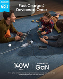 Anker Charger (140W, 4-Port, PD 3.1) with USB-C Cable by Anker
