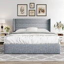 Allewie Full Size Lift Up Storage Bed, Modern Wingback Headboard, Hydraulic Support, No Box Spring Needed, Grey Blue by CozyNest Decor
