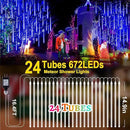 KNONEW Meteor Shower Lights 15 Inch 24 Tubes 672 LED Christmas String Plug-in Outdoor Waterproof Falling Rain for Wedding Party Garden Holiday Tree Decorations (Blue) by GreenHaven Gardens