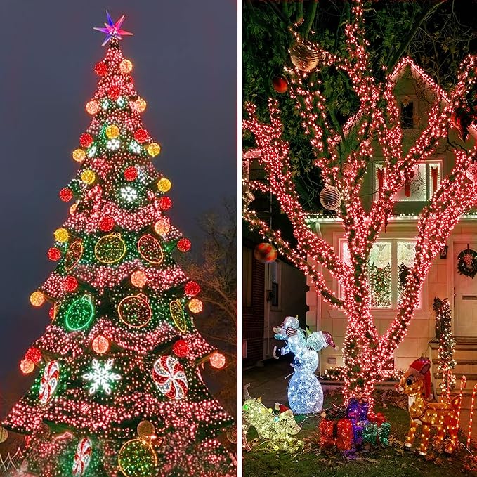 KNONEW 403ft 1000 LED String Lights Outdoor Christmas Lights 8 Modes & Timer Fairy Light Plug in Waterproof LED String Lights for Xmas Yard Tree Wedding Party Holiday Decorations (Red), photo 7 of 9
