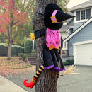 POPGIFTU 51" Halloween Crashing Witch Decoration – Pink Flying Witch for Tree, Yard, Porch, and Indoor Outdoor Halloween Décor by CozyNest Decor