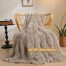 XeGe Luxury Faux Fur Throw, Soft 50x60 Fluffy Blanket, Shaggy Plush Decorative Couch Blanket, Winter Fall Cute Fuzzy Furry Lap Throw for Office Bedroom Living Room Khaki by CozyNest Decor