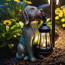 Dog Garden Statue Outdoor Décor with Solar Lights Lantern,Dog Solar Light Figurines Outside Decorations for Yard，Lawn ,Patio, Balcony, Unique Housewarming Gifts by CozyNest Decor