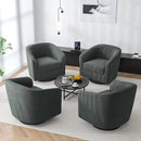 Swivel Barrel Accent Chair, Modern Round Chenille Fabric Arm Chair for Living Room, Bedroom, Comfy Club Reading Chairs for Adults（Chenille Fabric, Grey, Set of 4 by CozyNest Decor