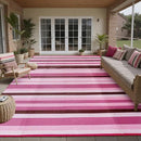 Outdoor Waterproof Rug 6'x9' Plastic Straw Rugs Washable Reversible Floor Mat Pink Stripe Carpet for Camping RV Deck Entryance Porch Picnic Balcony Beach Backyard by GreenHaven Gardens