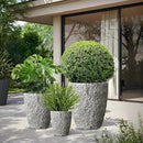 Craft flowerpots 16"+12"+10" Dia Round Concrete Planter Set of 3 Large Outdoor/Indoor Planter Pots Containers with Drainage Holes and Rubber Plug for Home Garden (Grey, Large) by CozyNest Decor
