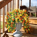 INSPRING Artificial Flowers for Outdoors Fake Mums Hanging Plants Decor, 2Pcs Silk Daisy with Eucalyptus UV Resistant Look Real Trailing Vines for Planter Front Door Patio Yard, OrangeYellow by CozyNest Decor