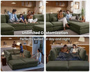 Oversized Modular Sofa, Extra Deep Cloud Corduroy Sectional Couch with Ottoman Chaise, Fluffy Chenille L-Shaped Sofas for Living Room, Villa (Loveseat+Ottoman, Chenille Green) by CozyNest Decor