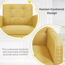 Yaheetech Mid-Century Accent Chairs, Modern Upholstered Living Room Chair, Cozy Armchair Button Tufted Back and Wood Legs for Bedroom/Office/Cafe, Set of 2, Yellow by CozyNest Decor