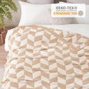 Snuggle Sac Chevron Throw Blanket for Couch, Reversible Super Soft Warm Blankets Cozy Knit Fuzzy Plush Lightweight Throws for Sofa, Bed, Camping, Beige,50x60 inches by TinyTreasures Baby Boutique