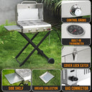 BBQ Gas Grill 3-Burner with Foldable Cart & Side Table, Portable Propane Grill with Lid for Outdoor Patio Backyard Barbecue Camping Tailgating RV Trip, Stainless Steel, GS308 by GreenHaven Gardens