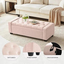 48" Ottoman with Storage, Pink Storage Ottoman Bench with Safety Hinge, Upholstered Entryway Bench with Seating for Bedroom, Living Room, Holds up to 330 lb by CozyNest Decor