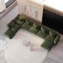 Modern Minimalist Chenille Modular Sectional Sofa, Oversized 8-Seater Sleeper Sofa with Movable Ottoman, Thick Cushions, Upholstered Couch for Living Room, Bedroom, Office, Apartment(Green,8-Seater) by CozyNest Decor
