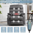 Power Lift Recliner Chair for Adults Elderly Lay Flat Velvet Recliners with Massage Heating, Extended Footrest, Wireless Charging Device, USB Ports, Cup Holder, Lumbar Pillow by CozyNest Decor