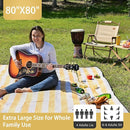 HX&OD Outdoor Picnic Blanket Extra Large, 80''*80'' Waterproof Picnic Mat with Stakes Foldable Camping Blanket Portable with Carry Strap for Beach Mat (Yellow& White, 80''*80'') by TinyTreasures Baby Boutique