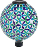 Sunnydaze 10 inch Solar Gazing Ball for Garden - Glass Outdoor Gazing Globe - Mosaic Cool Blooms by CozyNest Decor