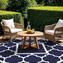 GENIMO 10 ' Round Outdoor Rug for Patio, Waterproof Indoor Outdoor Plastic Straw Rugs Carpet, Reversible Outside Area Mat for Camping, Balcony Porch, Deck, Picnic, Blue White by CozyNest Decor