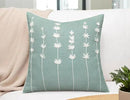 VAGMINE Hand Embroidered Daisy Accent Throw Pillow Cover - 20x20 Inches Square - 100% Cotton Light Teal Decorative Cushion Cover for Couch, Sofa, Bed - Textured Embroidery - Elegant Floral Home Décor by CozyNest Decor