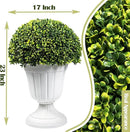 Sunnyglade 2 PCS 23”Artificial Plastic Boxwood Ball Tree，Faux Potted Decorative Topiary Plant，UV Resistant Fake Plant in Pot for Home Gate Indoor Outdoor Patio Office Decor