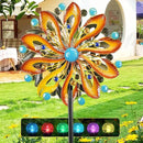 Wind Spinners for Yard and Garden - Wind Sculptures & Spinners 75 in Garden Kinetic Art with Solar Powered Multi-Color Glass Ball Light - Gradient Brown by CozyNest Decor