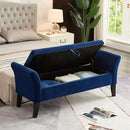 Furniliving Storage Ottoman Bench, Velvet Benches End of Bed Bench with Solid Wood Legs Upholstered Ottoman Bench with Storage Indoor Bench for Living Room with Rolled Arm, Entryway, NavyBlue by CozyNest Decor
